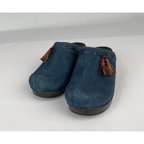 Dansko Womens Blue Nubuck Leather Mules Slip On Shoes Size 37/6.5-7 Clog - Picture 13 of 13